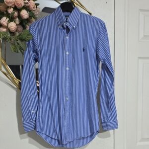 Ralph Lauren Blue and White Striped Button-Down Shirt SIZE XS